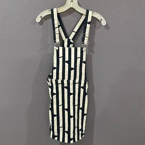 Miss Patina blue/white striped skirt overalls Sz Small